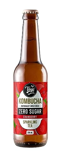 Toyo Kombucha Zero Sugar Sparkling Fermented Probiotic Tea | Cranberry| Gut Friendly| Immunity Booster| Rich in Probiotics and Antioxidants | 330ML Pack Of 6