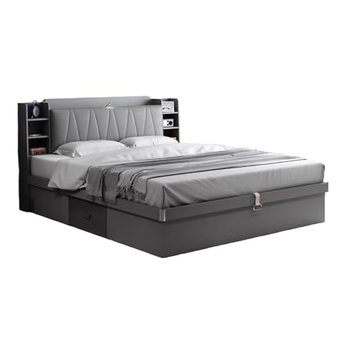 La mejor comparación de Base de Cama King Size Con Cajones de esta semana. 45 BREEZEE Base Cama King Size, Medidas de 180 x 200 cm, Incluye Cabecera con Repisas de Almacenamiento, Cajones en la Bases, Organizadores Debajo de la Cama, Manija Que Levanta y...