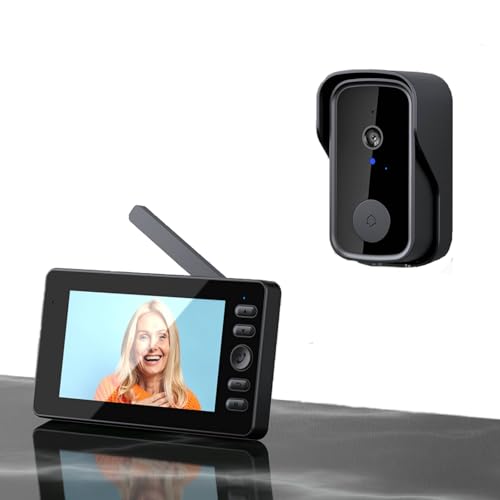 Winnes Timbre inalámbrico con cámara Bluetooth con Pantalla IPS de 4.3 Timbre inalámbrico de 120° visión Nocturna Portero Video Audio bidireccional, no WiFi, sin aplicación