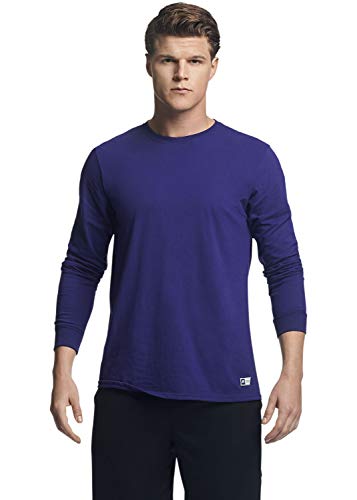 Russell Athletic Men's Cotton Performance Long Sleeve T-Shirts, Purple, Medium