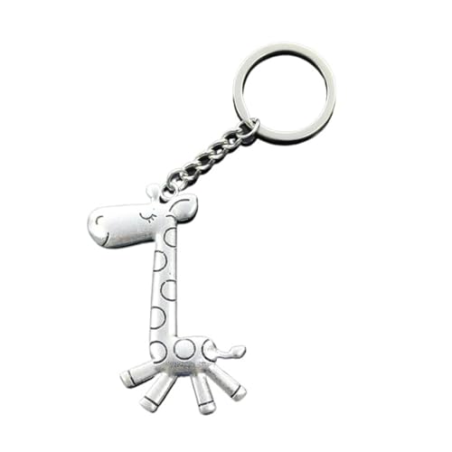 Porte-clés voiture homme en métal vintage avec pendentif girafe