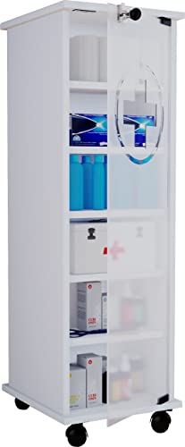 VCM Armario para medicamentos Armario para Farmacia Armario para medicamentos Enrollable con Cerradura Nilusa Blanco