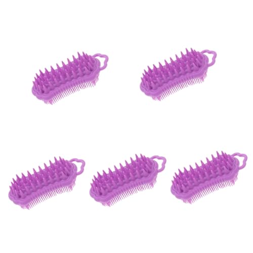 MAGICLULU 5 Piezas Peine Meridiano Cuero Cabelludo Cepillo De Champú Para El Cuero Cabelludo Cepillo Exfoliante De Espalda Depurador De Baño Cepillo De Espalda Bath Gel De Sílice Púrpura