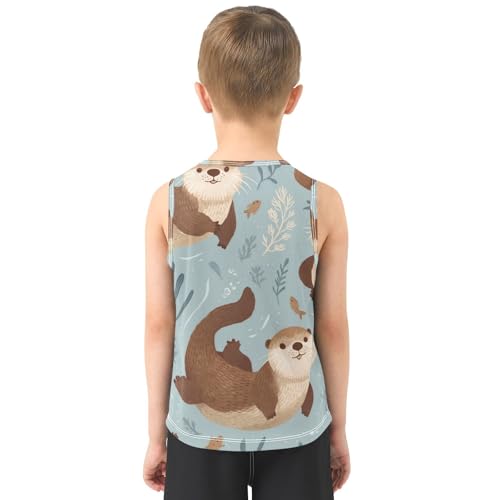 susiyo Adorable Otters Pattern Boys Sleeveless Tank Top Girls Athletic T Shirt3