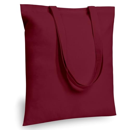 Image of TOPDesign 6-Pack Economical 16 inchx15 inch Burgundy Cotton Tote Bags, Lightweight Medium Reusable Grocery Shopping Cloth Bags, Suitable for DIY, Advertising, Promotion, Gift, Activity