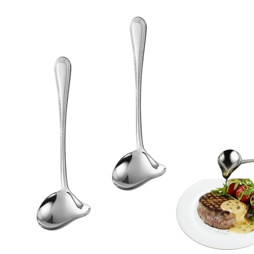 YEDPGUE Lot de 3 Petites Louches à Sauce，Louche à Sauce Avec Bec Verseur, 20,5cm Louche à en Acier Inoxydable, pour Vinaigrettes, Sauces à Soupe, Sauces...