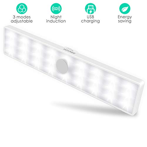 HOVNEE Schrankbeleuchtung, tragbarer USB-Akku, magnetischer Bewegungsmelder, 2 Beleuchtungsmodi, Schrankbeleuchtung, Notbeleuchtung, Kindernachtbeleuchtung