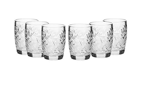 SET of 6 Russian Vintage CUT Crystal Stemless Shot Vodka Glasses 1.5 Oz / 50 ml, Old-fashioned Handmade European Crystal Gift Set