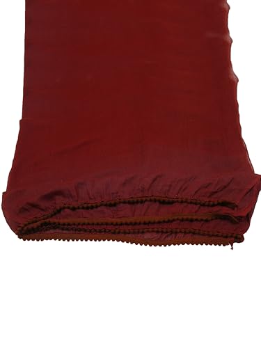 Image of Miraan Solid Pure Cotton Dupatta with Pom Pom Border, 2.25 meters length (DUPCOTTON)