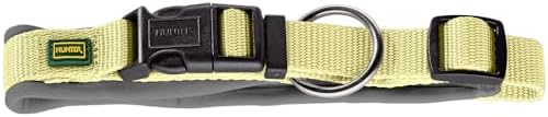 HUNTER Neopren Vario Plus Hundehalsung | strapazierfähiges Nylon, Neoprenpolsterung, stufenlos verstellbar, mit Zugentlastung, Farbe: Matcha/Grau, Größe: M/2,0