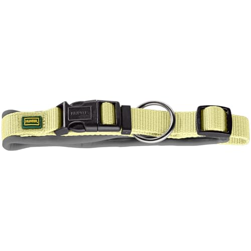 Hunter Hundehalsung NEOPREN Vario Plus, Farbe: Matcha/grau, strapazierfähiges Nylon, weiche Neoprenpolsterung, stufenlos verstellbar, mit Zugentlastung, pflegeleicht, komfortabel, Größe: S-M/2,0