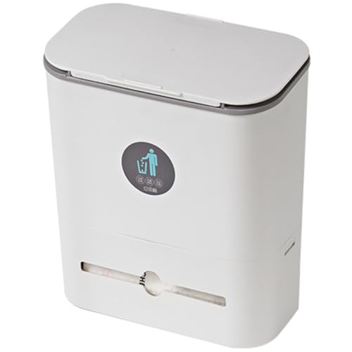Caneca colgante blanca para cocina y baño, plástico con tapa corrediza