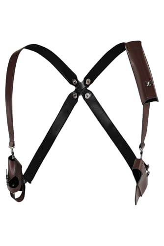 YANVS RE4 Remake Men Leon Scott Kennedy Costume Suspenders Halloween Cosplay Leon Kennedy Costume Outfits Accessory,Medium