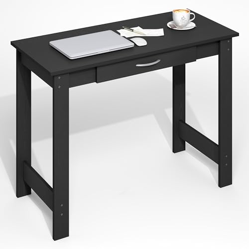 Furinno Jaya Desk, 39.2" Wide Computer Desk with H-Legs and Drawer, Darkwood - image 1