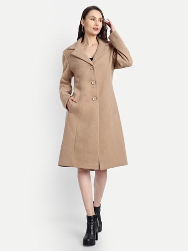 Image of HAUTEMODA Women's Winter Coat Trench Long Sleeves Over Coat With Pocket single Breasted