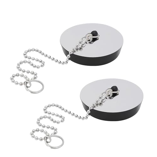 2 tapones universales para fregadero de cocina y baño, par de tapones para fregadero de cocina de 5,5 cm con cadena, 2 tapones para fregadero de cocina, tapones para bañera para cocina, código 10392