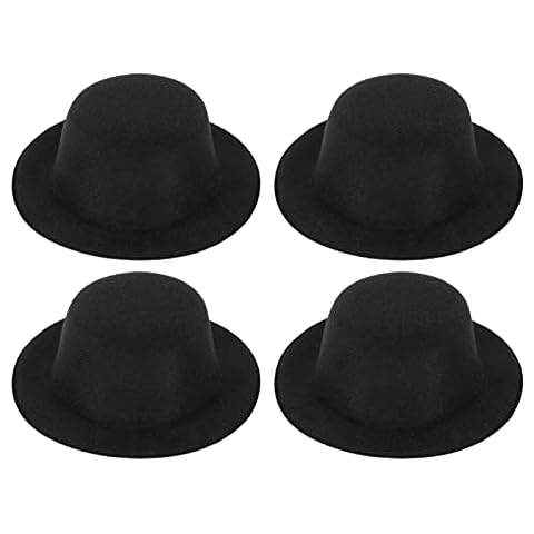 4Pcs Black Mini Top Hats for Dolls Cover