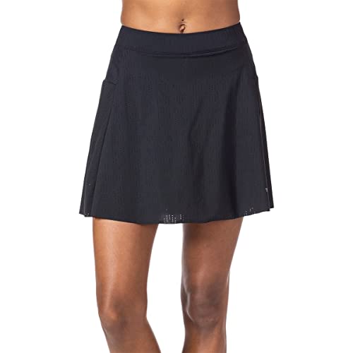 Terry Indie Padded Bike Skort Skirts for Women Cycling, Perforated Design, Raw-Cut Hem Attached 5.5 Inch Inseam Liner Short - Black, Medium