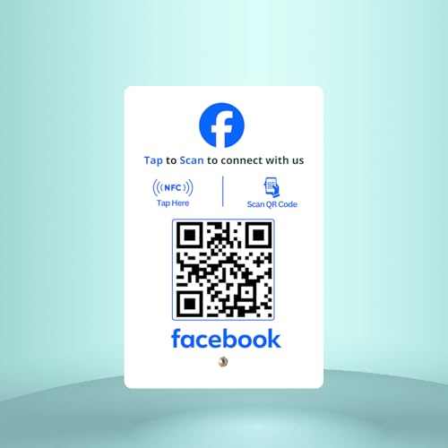 Image of Facebook Standee with NFC & QR Code | Acrylic Standee for Page Visits, Reviews & Follows | Configure via Dashboard After Delivery | Social Media Desk Display