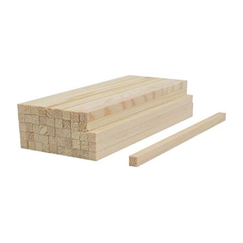 Pack of 40 Wood Sticks Square Dowel Rods Unfinished Uniform Color Natural Bamboo Natural Bamboo Sticks Wooden Craft Sticks for Crafts, DIY Projects to be Sanded, Stained and Varnished Cover