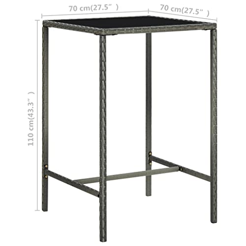 Table de bar de jardin compacte 70x70cm solution gain de place pour balcon gris