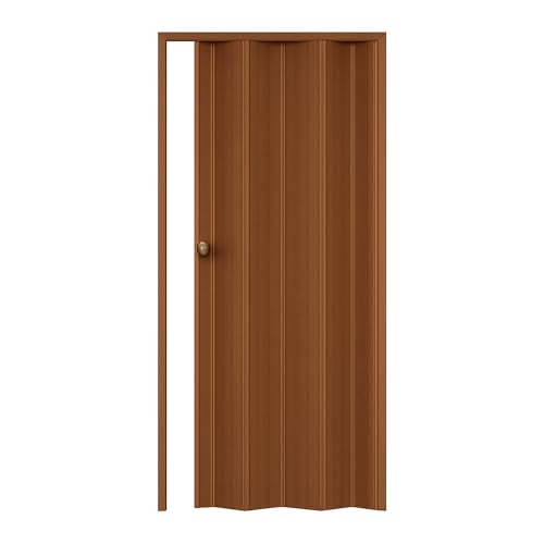 ESTO Porta a Soffietto con Serratura Chiave da Interno 84 x 215 cm Misura, Economy e Premium quality, Porta Scorrevole 6 Colori diversi Bianco, Noce, Ciliegio, Legno Scuro (Noce Pastello)