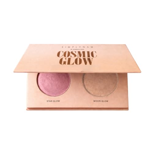 SIMPLYNAM Cosmic Glow Highlighter Duo | 2 Shades – Moon & Star | Dewy Radiant Highlighter with Skin-Like Finish | Infused with Green Tea, Squalane & Jojoba Oil | Vegan & Cruelty-Free Makeup