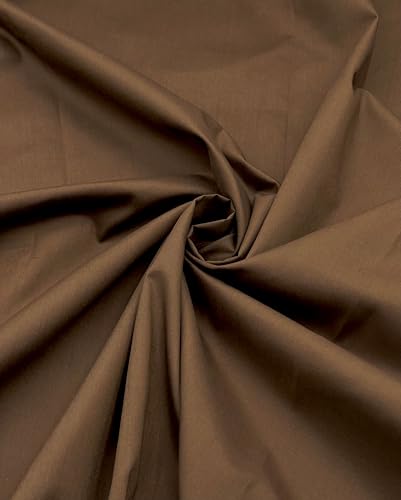 EOVEA - Cotton Polyester Fabric by The Yard 60 Wide Broadcloth Fabric Soft Lightweight & Breathable Material for Lining Curtains Bedding Skirts Sewing Projects (Brown 1 Yard)
