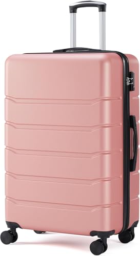 Rayki Lightweight ABS Travel Luggage with Spinner Wheels, Pink