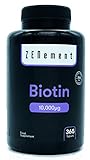 ⚡️MÁXIMA POTENCIA: Fórmula con 10.000 µg de Biotina (Vitamina B7) por comprimido, en un bote de 365 comprimidos veganos (suministro para todo el año).