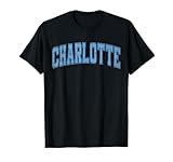 Charlotte NC Vintage Sports Sky Blue Retro Text T-Shirt