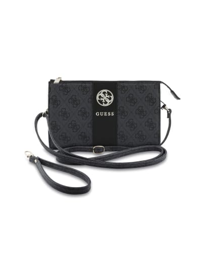 Image of CG MOBILE Guess Phone Wallet Bag Officially Licensed, PU Leather with Middle Stripe, 4G Metal Round & Classic Logo & Strap | Phone Pouch with Crossbody Strap, Protective Phone Holder for Unisex