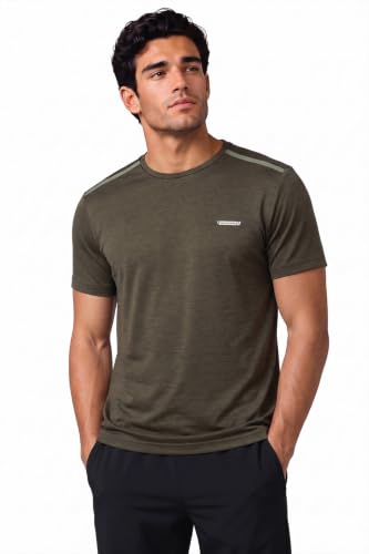 Image of Van Heusen Men's Running T-Shirt | Regular Fit | Crew Neck | Soft Breathable Mircofiber | Casual Wear | Summer Favorite | Shoulder Bonding |Sports T-Shirt | Style 61005