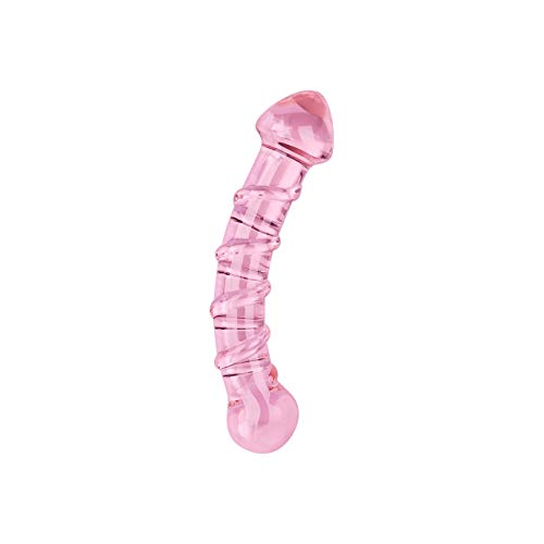 EIS Gebogener Glasdildo | Dildo mit Spiralstruktur | Gebogene Form, individuelle Stimulation | Sexspielzeug | 16 cm