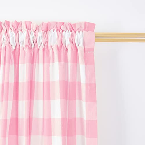 Curtain Swags for Widnows 1 Panel Classic Buffalo Check Swag Country Farmhouse Kitchen Window Curtain Pink White W 54 x L 36 with a 16 Center Drop