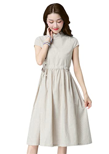 Robe de soirée chic à rayures vintage : confection confort abricot XXL