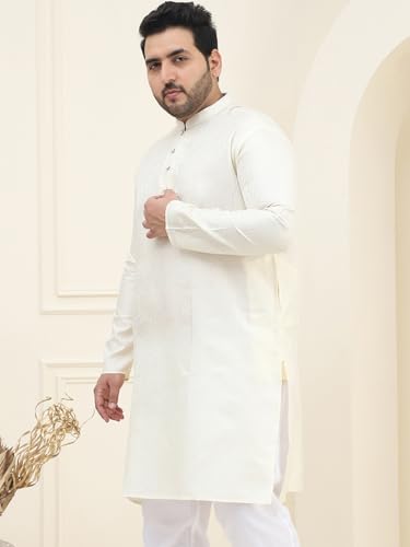 Image of SOJANYA Plus(Since 1958), Men's Silk Blend Self Design ONLY Long Kurta