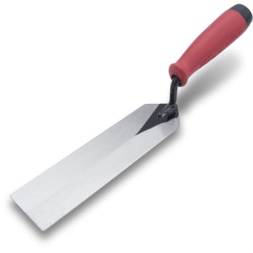 QLT by Marshalltown Masonry Margin Trowel, 8 Inch by 2 Inch, Red Soft Grip Handle, MTSG82