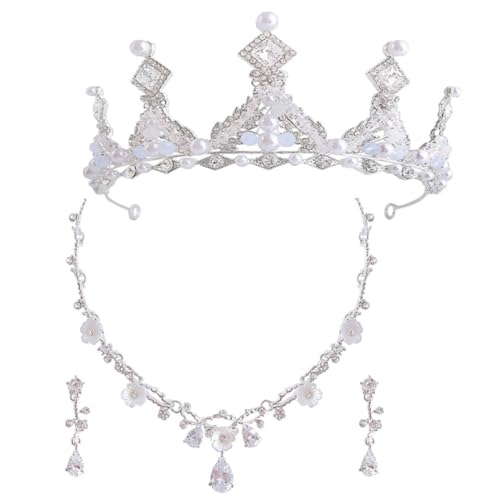 Juego de diadema y collar de gemas con detalle fino para niñas