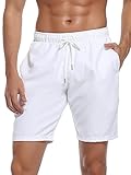 RELLECIGA Men's Swim Trunks Quick Dry Board Shorts with Pockets Bathing Suits White