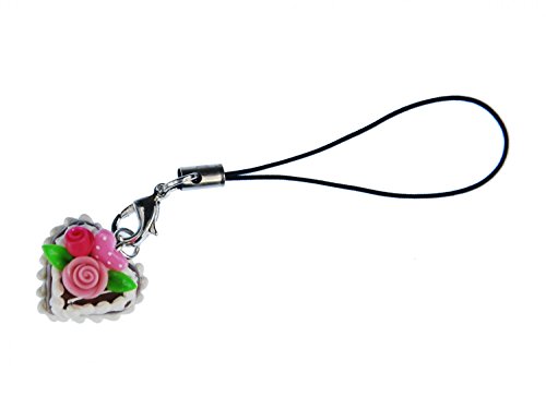 Miniblings Lebkuchenherz Handyanhänger Handyschmuck Kuchen Torte Rosen Herz- Handmade Modeschmuck I Anhänger Handyschmuck Schlüsselanhänger Cover