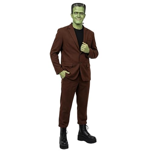 GQWSTP Herman Munster Costume Frankenstein Jacket Blazer Suit T-shirt Pants Set Halloween Father Cosplay Outfits for Adult XXL