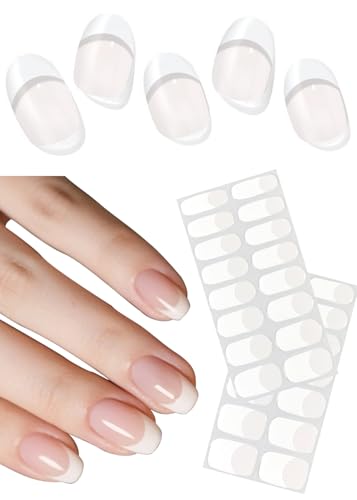 Pegatinas de uñas UV autoadhesivas, 30 Pcs Láminas de Gel Nude francés Adhesivos para uñas DIY