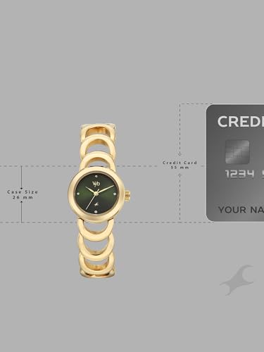 Image of Fastrack Vyb Bliss with Quartz Analog Green Dial Gold Alloy Strap Watch for Girls - FV60131YM01W