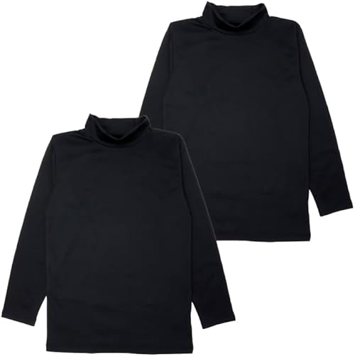 （04:30時点） [ガロー] 長袖ハイネック2枚組兼用 ベア天竺裏起毛 黒 130～160 4924725