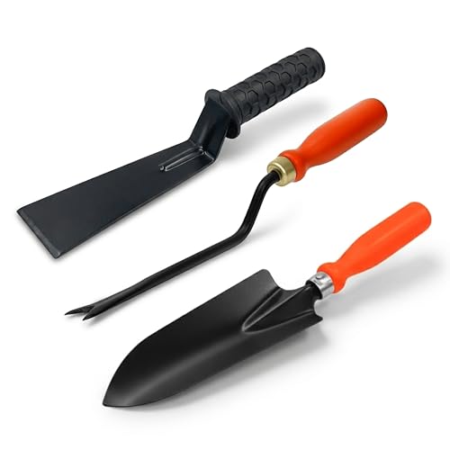 Image of Gardening Tools Set for Home Garden | Weeder, Khurpi & Trowel Kit | Heavy Duty Garden Hand Tools Set (Orange & Black)
