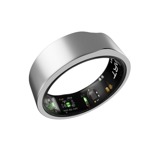 Image of HART X2 Smart Ring, 8+ Days Battery, Fitness Tracker for Sleep, Recovery, Stress, Workout, Live Heartrate, Calories, Smart Ring for Men & Women, Buy Sizing Kit First, Titanium (Frost Silver, 13)