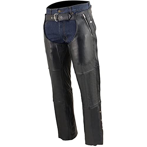Image of Milwaukee Leather Men's Thermal Lined Premium Leather Motorcycle Bikers Riders Chaps