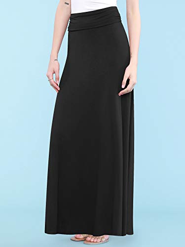 Made By Johnny Women's Solid Basic Lightweight Floor Length Flare Long Maxi Lounge Skirt (S~3XL)3