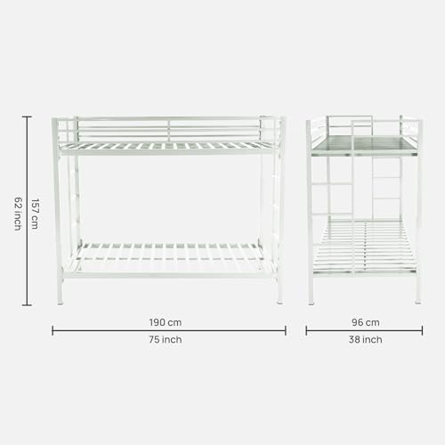 Image of Pilio Twin Over Twin Metal Bunk Bed | Bunk Bed Without Storage for Kids & Adult | Double Decker Bed for Kids Room | Space-Saving Twin Bunk Room| Bunker Bed Frame (Mattress Included)